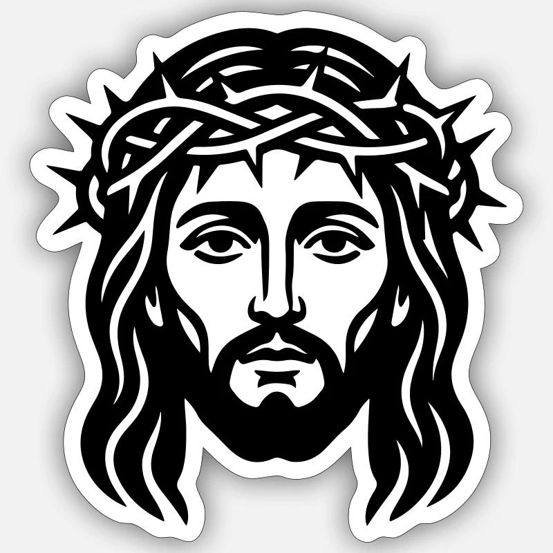Jesus Christ Head - Sticker size S (10 x 10 cm) - white matte