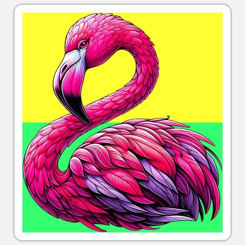 Flamingo - Sticker Größe S (10 x 10 cm) - Mattweiß