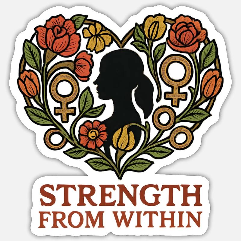 Strength From Inside Blossom Heart - Sticker size S (10 x 10 cm) - white matte