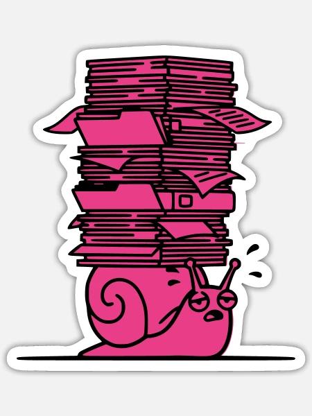 Schnecke Akten Büro Bunt - Sticker Größe S (10 x 10 cm) - Mattweiß