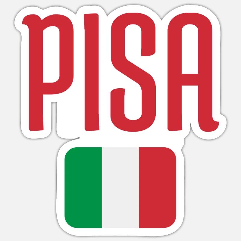 Drapeau italien de Pise - Sticker taille S (10 x 10 cm) - blanc mat