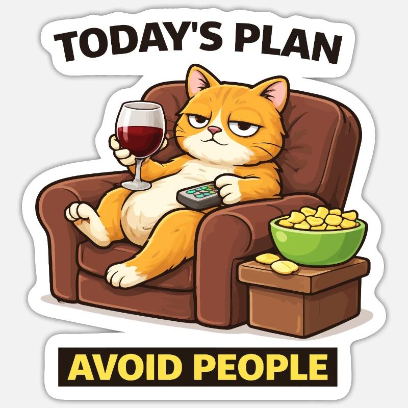 Today's Plan Avoid People Cat - Sticker size S (10 x 10 cm) - white matte