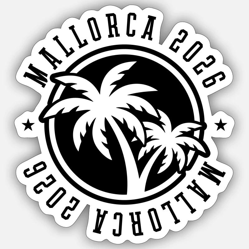 Palmiers de Majorque 2026 - Sticker taille S (10 x 10 cm) - blanc mat