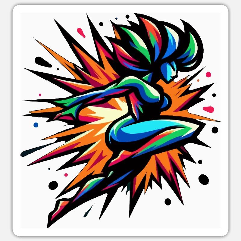 Bunter Neon-Sprinter Sticker Größe S (10 x 10 cm)