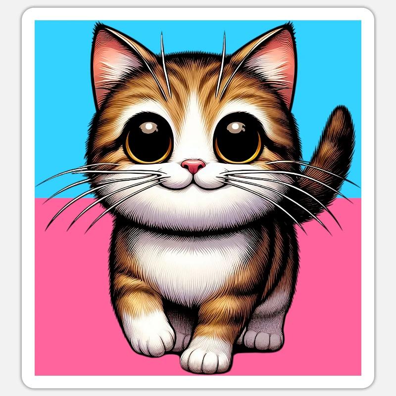 chat - Sticker taille S (10 x 10 cm) - blanc mat