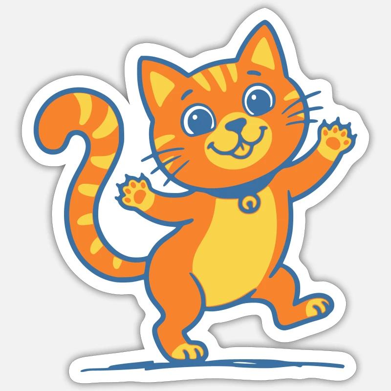 Lächelnde Orange Katze - Sticker Größe S (10 x 10 cm) - Mattweiß