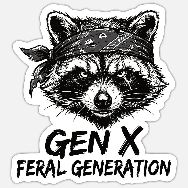 Waschbär Gen X Wilde Generation - Sticker Größe S (10 x 10 cm) - Mattweiß
