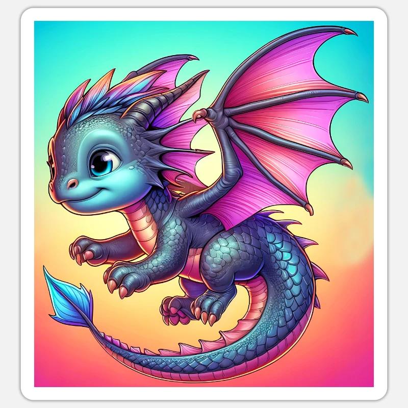 dragon - Sticker taille S (10 x 10 cm) - blanc mat