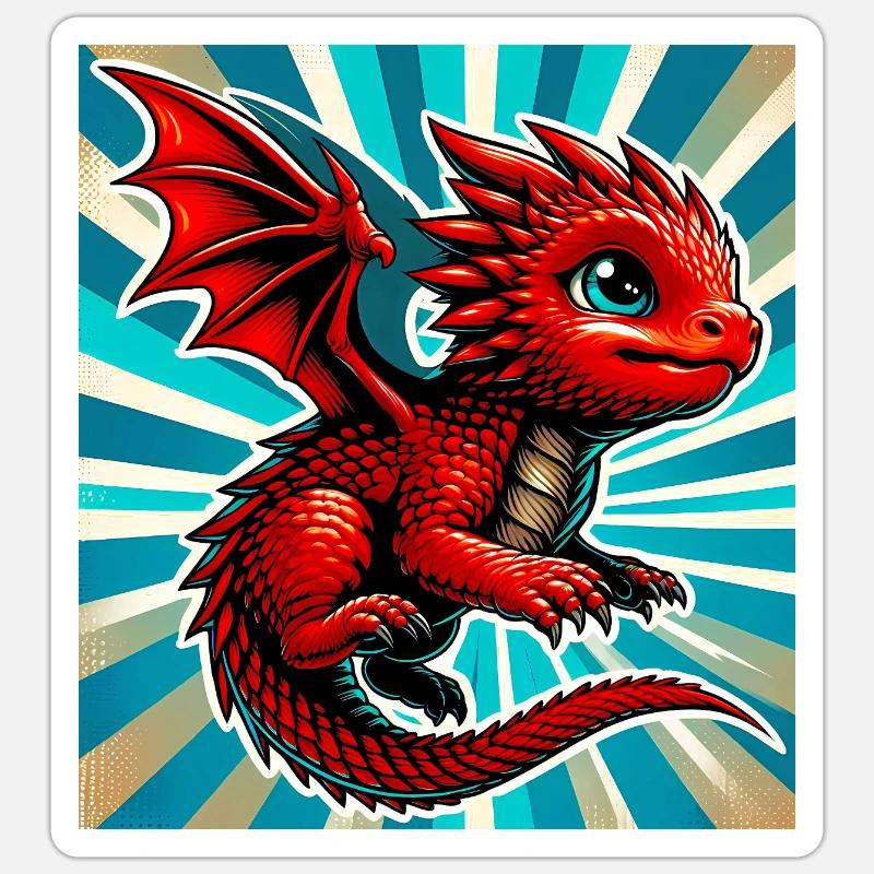 Drache - Sticker Größe S (10 x 10 cm) - Mattweiß