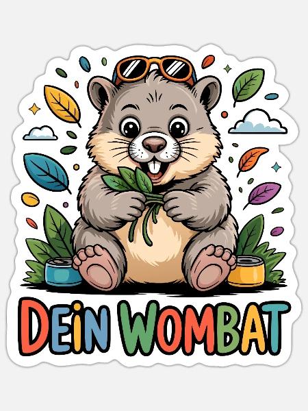 Dein Wombat - Sticker Größe S (10 x 10 cm) - Mattweiß