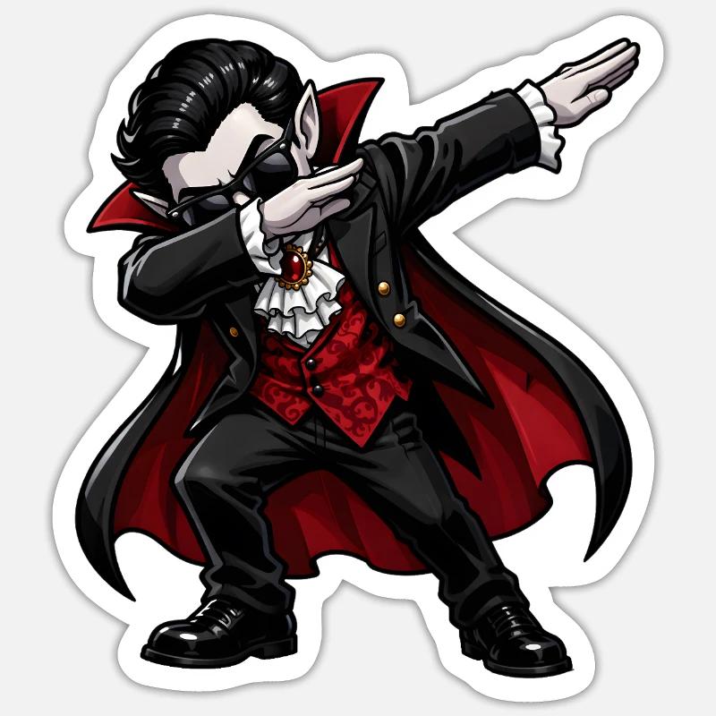 Vampire Dab - Sticker taille S (10 x 10 cm) - blanc mat