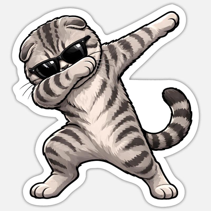Dabbing Scottish Fold - Sticker size S (10 x 10 cm) - white matte