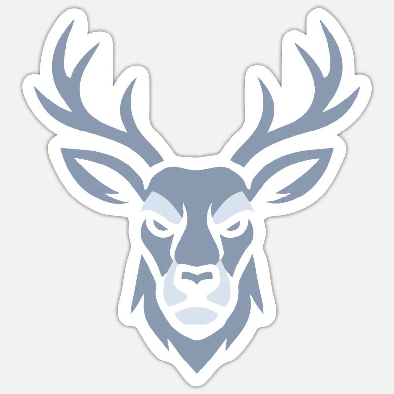 Blue Deer Head Sticker size S (10 x 10 cm)