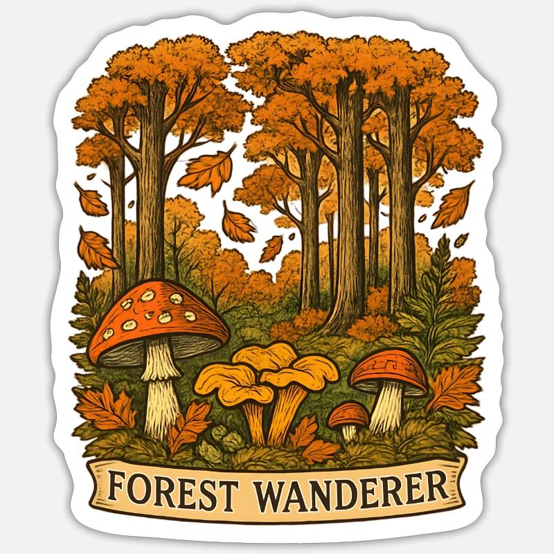 Waldwanderer Herbstpfad - Sticker Größe S (10 x 10 cm) - Mattweiß