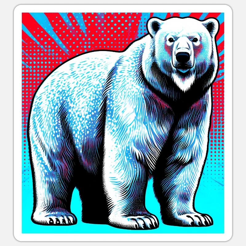 ours blanc - Sticker taille S (10 x 10 cm) - blanc mat