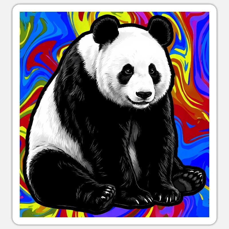 panda - Sticker taille S (10 x 10 cm) - blanc mat