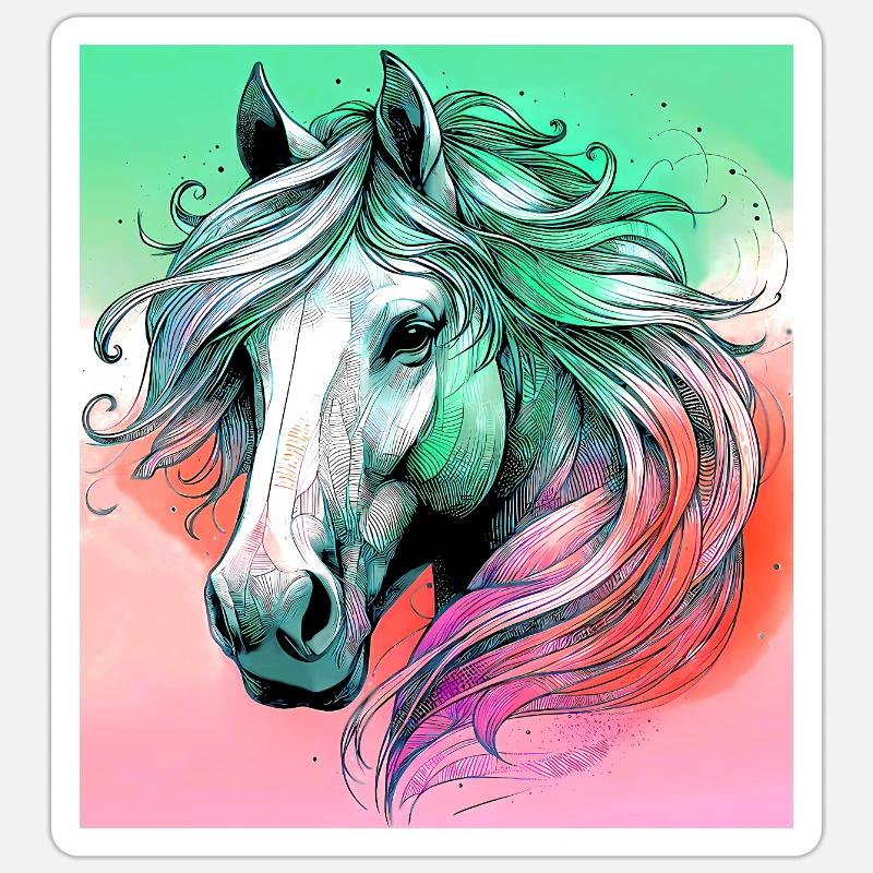 cheval - Sticker taille S (10 x 10 cm) - blanc mat