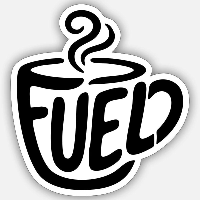Coffee Fuel - Sticker taille S (10 x 10 cm) - blanc mat