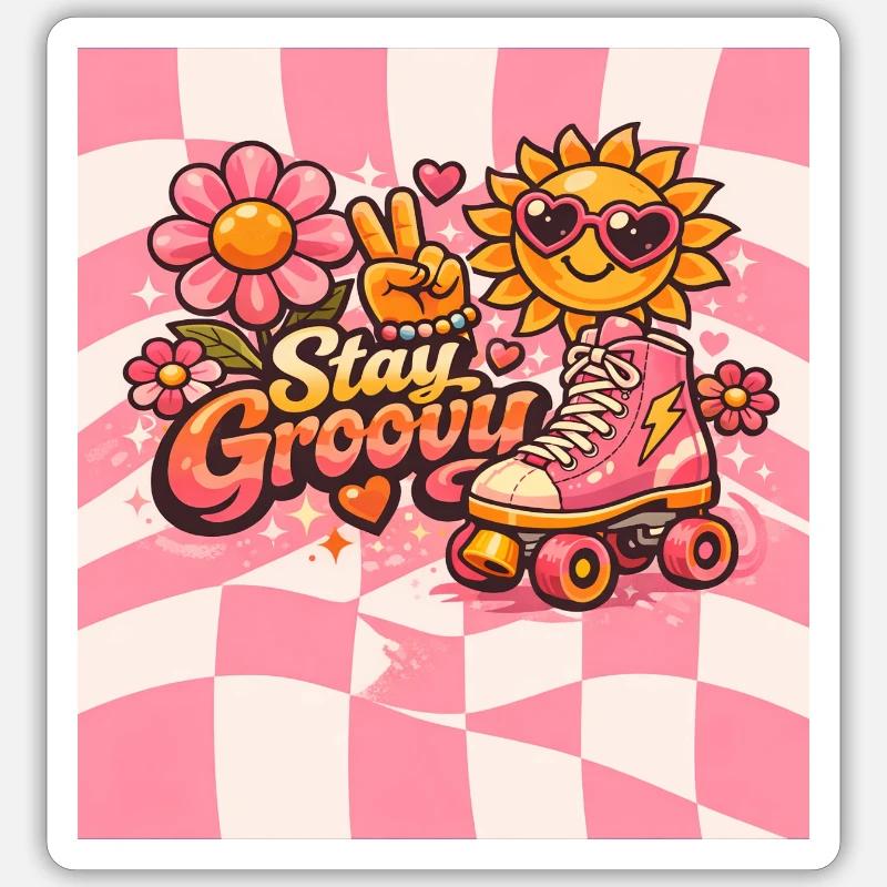 Pinker Retro-Stil - Sticker Größe S (10 x 10 cm) - Mattweiß
