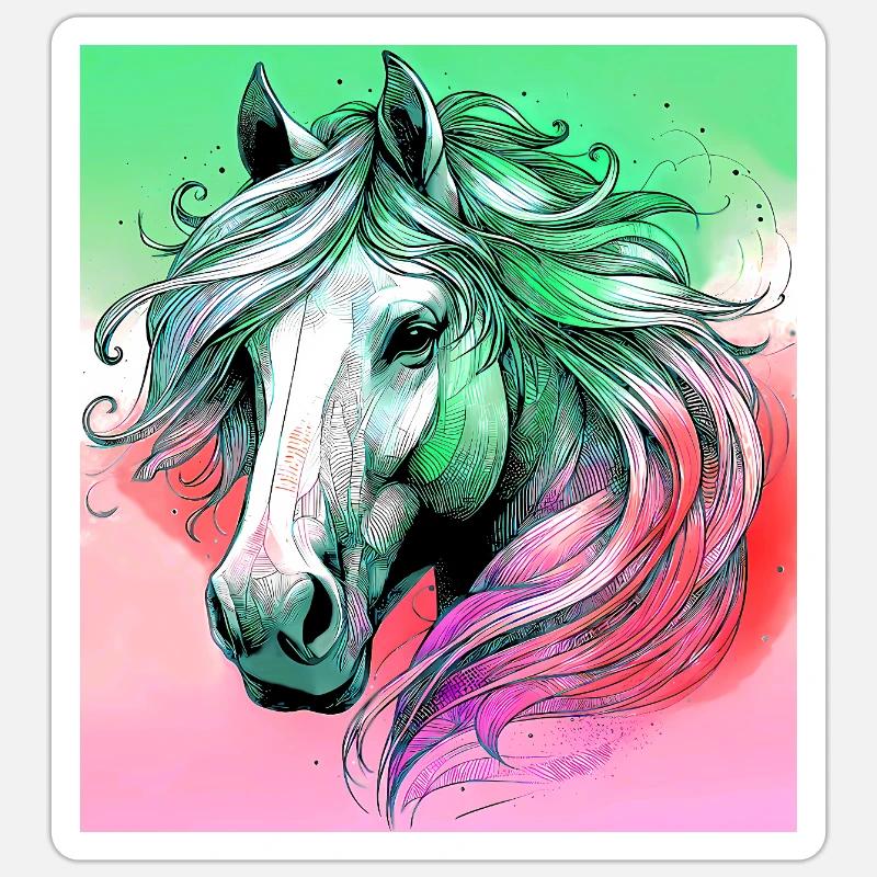 cheval - Sticker taille S (10 x 10 cm) - blanc mat