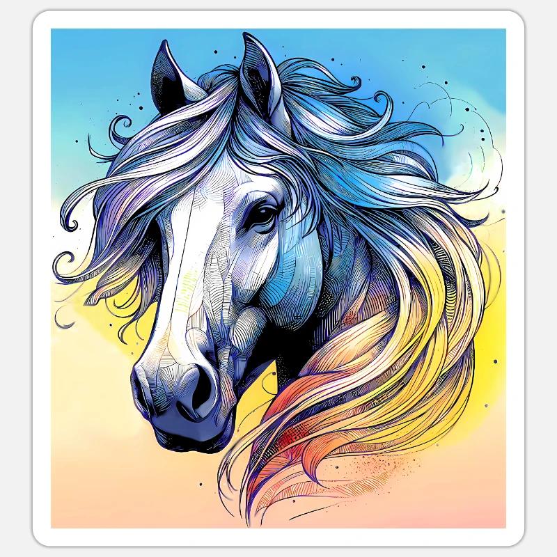 Pferd - Sticker Größe S (10 x 10 cm) - Mattweiß
