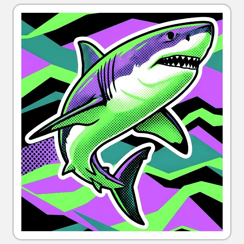 Requin - Sticker taille S (10 x 10 cm) - blanc mat