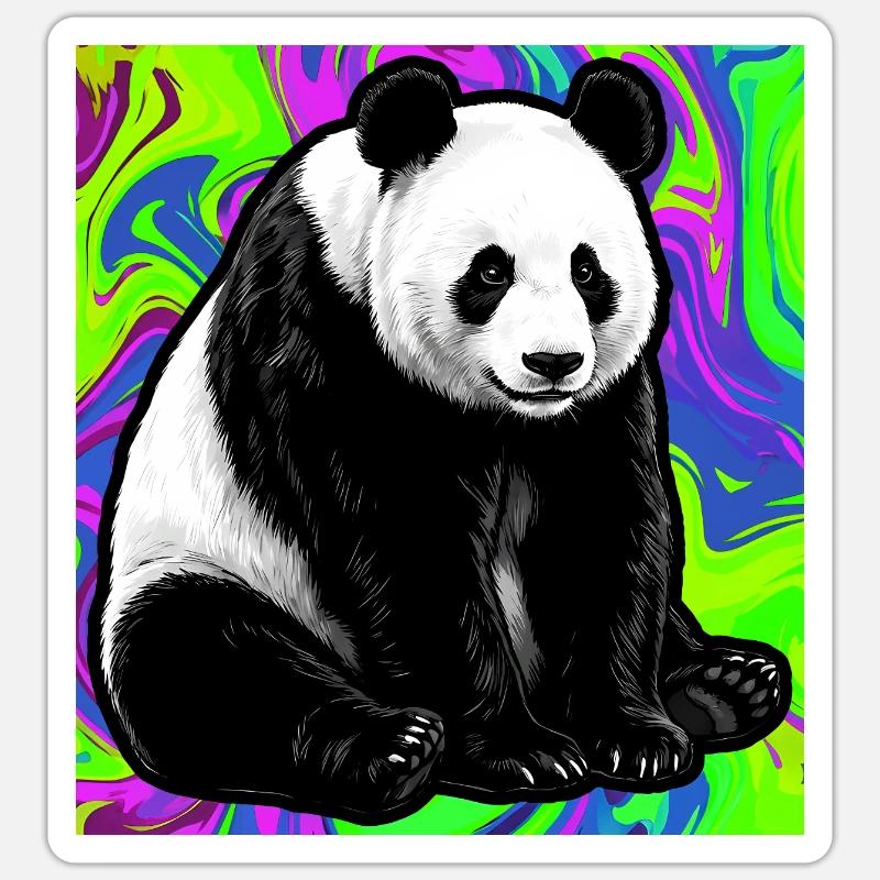 panda - Sticker taille S (10 x 10 cm) - blanc mat
