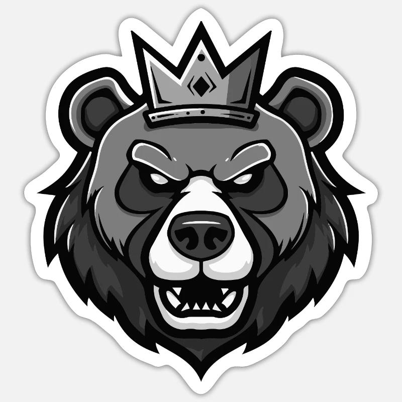 Bear Head Crown - Sticker size S (10 x 10 cm) - white matte