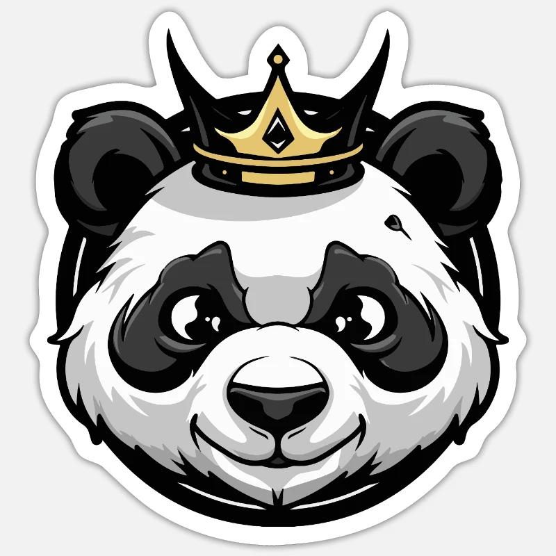 Panda Kopf Krone - Sticker Größe S (10 x 10 cm) - Mattweiß