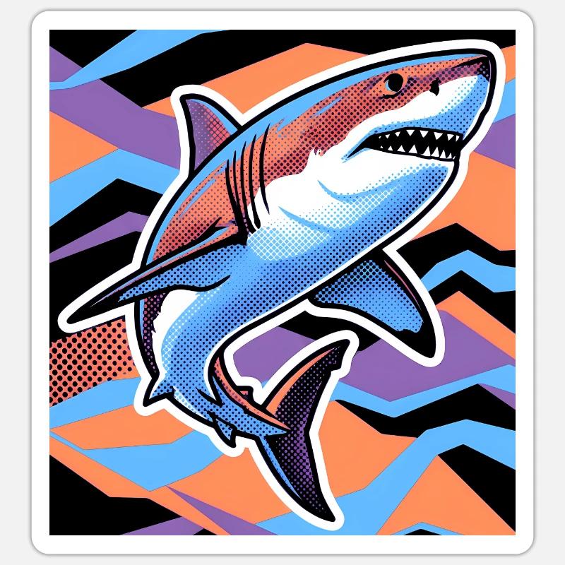 Requin - Sticker taille S (10 x 10 cm) - blanc mat