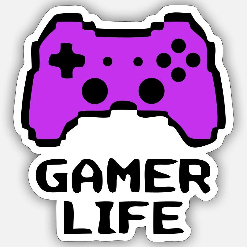 Knalliger Gamer Life Controller - Sticker Größe S (10 x 10 cm) - Mattweiß