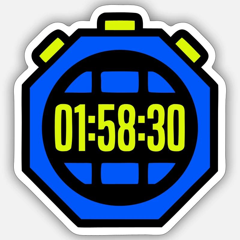 Chronomètre Meilleur Temps Semi-marathon - Sticker taille S (10 x 10 cm) - blanc mat