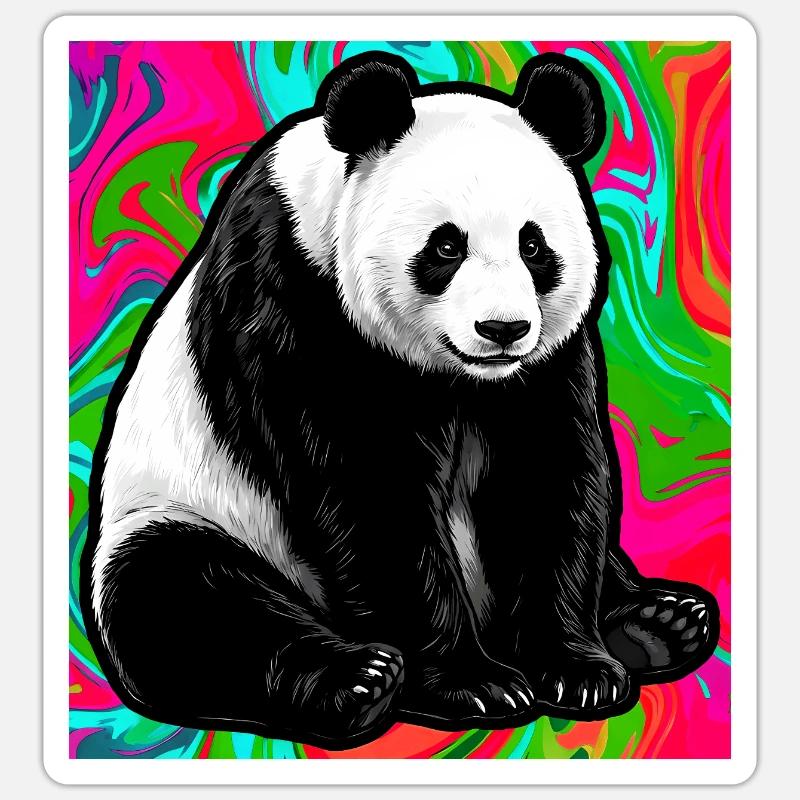 panda - Sticker taille S (10 x 10 cm) - blanc mat