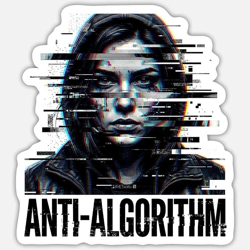 Anti algorithme numérique - Sticker taille S (10 x 10 cm) - blanc mat