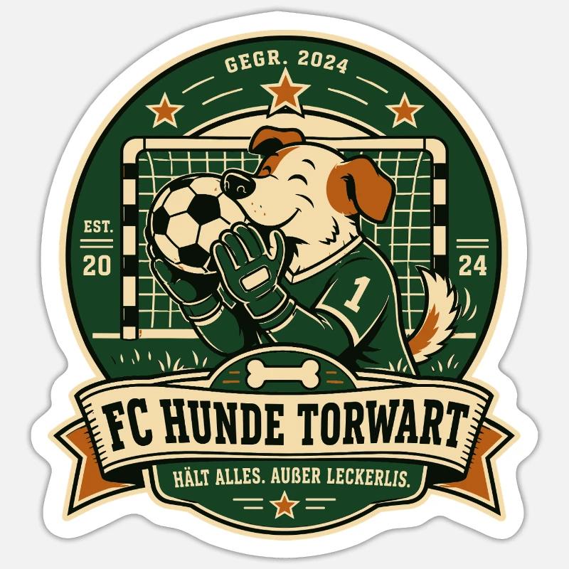FC Hunde Torwart - Sticker Größe S (10 x 10 cm) - Mattweiß