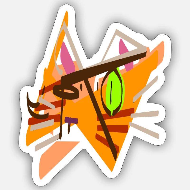 funny kitten abstract - Sticker size S (10 x 10 cm) - white matte