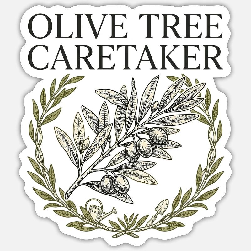 Olive Tree Caretaker - Sticker Größe S (10 x 10 cm) - Mattweiß