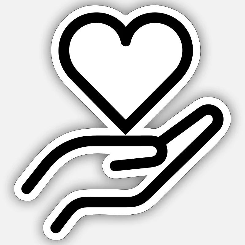 donner amour - Sticker taille S (10 x 10 cm) - blanc mat