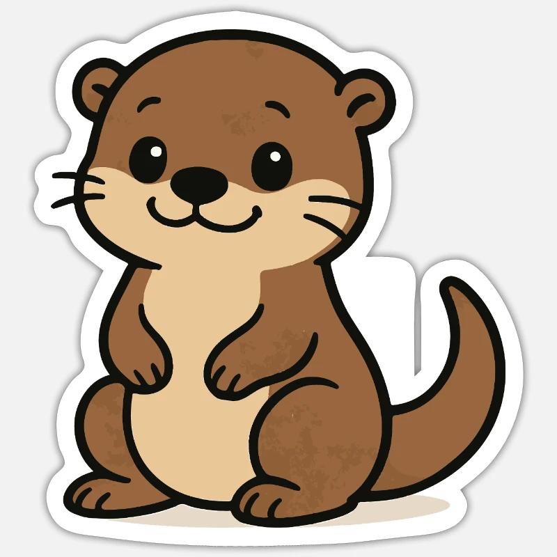 Loutre mignonne - Sticker taille S (10 x 10 cm) - blanc mat