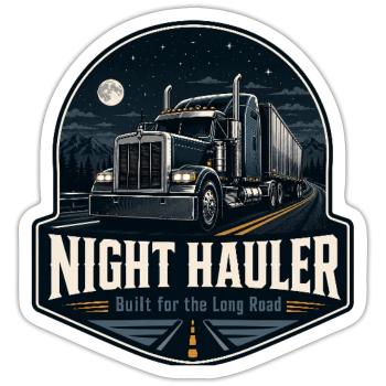 TRANSPORTEUR DE NUIT Chauffeur de camion Conduite de nuit - Sticker taille S (10 x 10 cm) - blanc mat - Devant