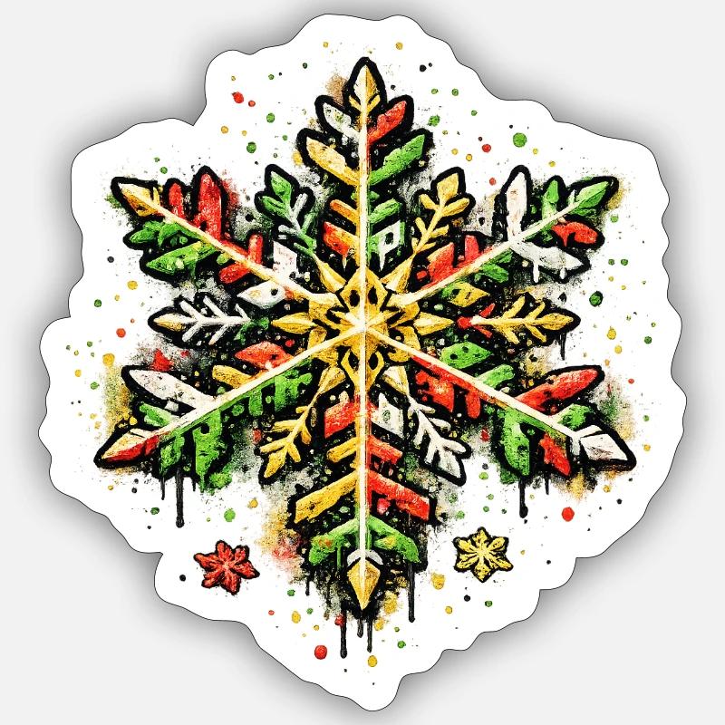Snowflake . 1 . AI generated - Sticker size S (10 x 10 cm) - white matte