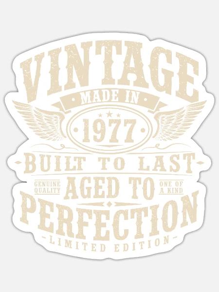 Vintage 1977 Jahrgang Geburtstag Geschenk Retro - Sticker Größe S (10 x 10 cm) - Mattweiß