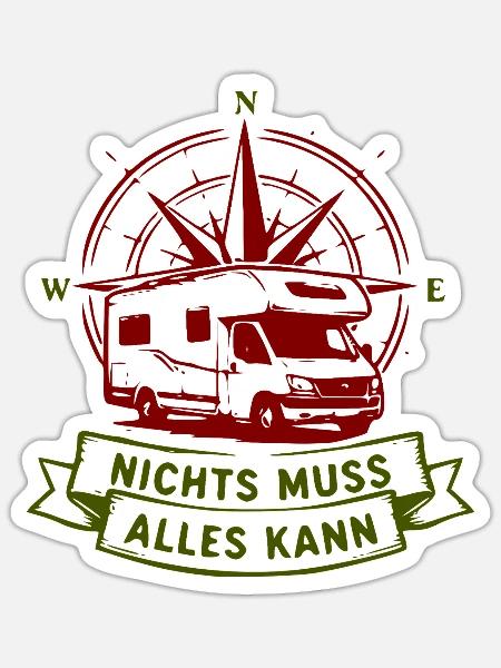 Nichts Muss Alles Kann Wohnmobil Roadtrip - Sticker Größe S (10 x 10 cm) - Mattweiß