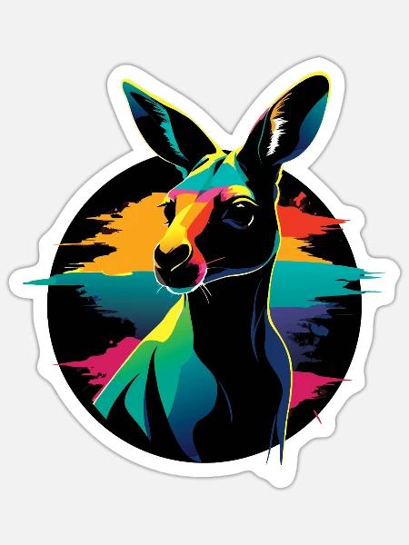 Känguru-Porträt - Sticker Größe S (10 x 10 cm) - Mattweiß