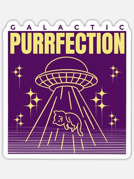 UFO Katze Spruch - Sticker Größe S (10 x 10 cm) - Mattweiß