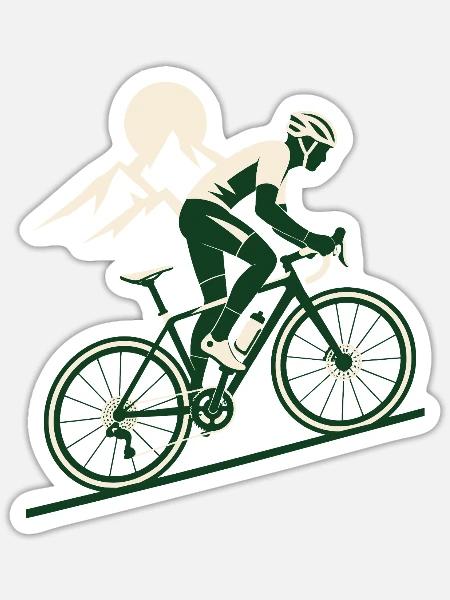 Rennrad Bergfahrt Cycling Shirt - Sticker Größe S (10 x 10 cm) - Mattweiß