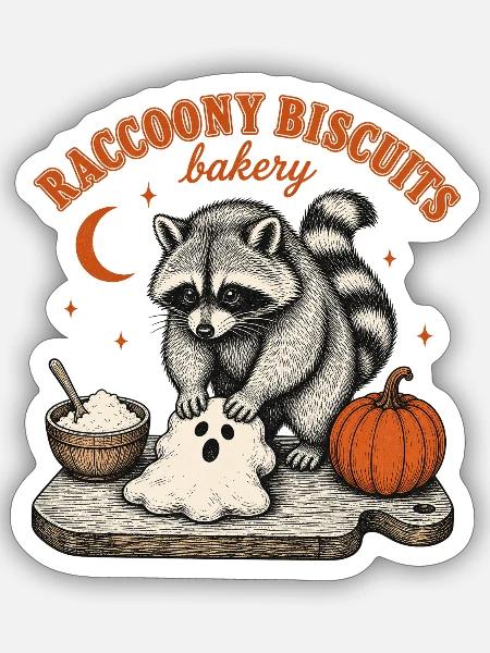 Waschbär Halloween - Sticker Größe S (10 x 10 cm) - Mattweiß