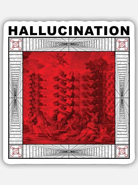Rote Halluzinationstreppe - Sticker Größe S (10 x 10 cm) - Mattweiß