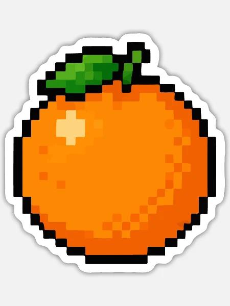 Pixel Orange - Sticker Größe S (10 x 10 cm) - Mattweiß