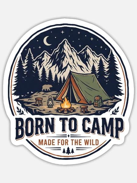 Geboren im Camp - Sticker Größe S (10 x 10 cm) - Mattweiß
